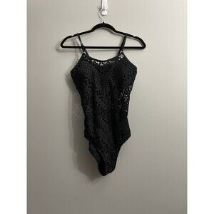 Women's Padded Eyelet One Piece Swimsuit Size M  Boho Textured Resort Swimwear
